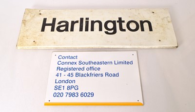 Lot 419 - Alloy Train Station Sign Harlington Middlesex and Connex South-eastern Address Notice (2)