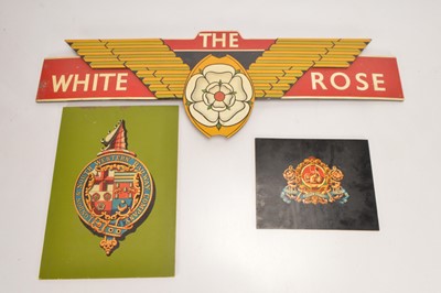 Lot 440 - The White Rose express train headboard with Railway Crests on wood (3)