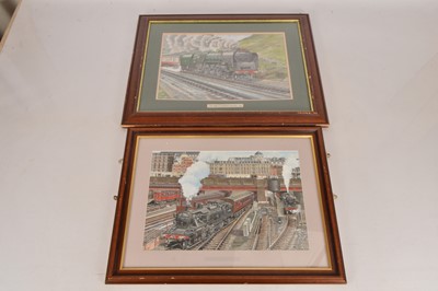 Lot 441 - Steam Locomotive framed watercolours (2)