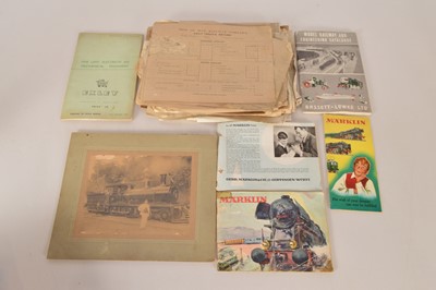 Lot 443 - Historic Model Railway literature with books jigsaw and other books and metal signs (qty in 1 box)
