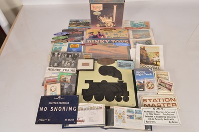 Lot 444 - Novelty transistor radio with metal signs postcards and paper ephemera (qty in 1 box)