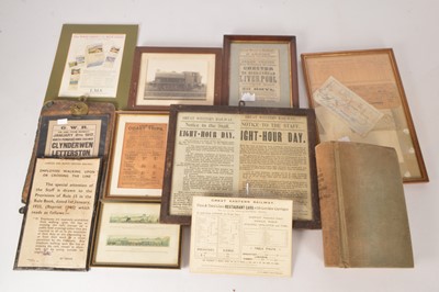 Lot 461 - Framed Railway Notices and Pictures with signs and a Railway Ledger (11)