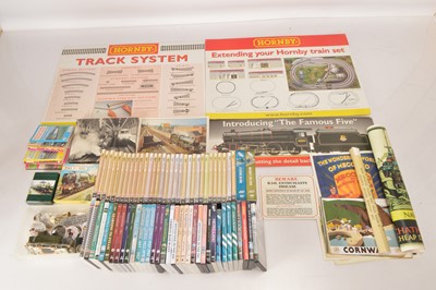 Lot 465 - Railway DVDs and VHS tapes with original Hornby Advertising and other collector's items (qty in 1 box)