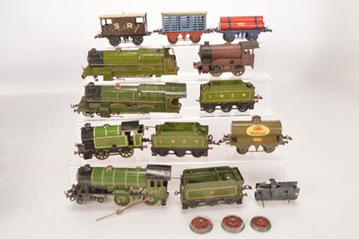 Lot 471 - Hornby 0 Gauge mixed group of Locomotives and rolling stock (10)