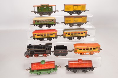 Lot 491 - Hornby 0 Gauge American outline Locomotive and Freight cars (10)