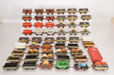 Lot 521 - Hornby 0 Gauge large group of Pre and post war goods wagons (60 plus)