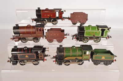 Lot 597 - Hornby 0 Gauge No. 101, No. 40, No.51 & No. 501 0-4-0 Clockwork Locomotives (6)
