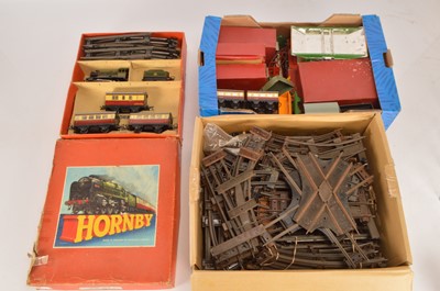 Lot 615 - A Boxed Hornby O Gauge clockwork No 51 Train Set with additional track and accessories (qty in 3 boxes)