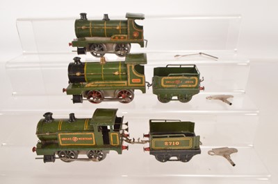 Lot 618 - Three Hornby O Gauge clockwork Great Western Locomotives (7 inc keys)