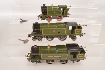 Lot 619 - Three Hornby O Gauge clockwork Great Western Tank Locomotives (5 inc keys)