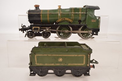 Lot 628 - A Modified Hornby O Gauge electric GWR 'County' 4-4-0 Locomotive and Tender (2)