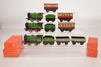Lot 630 - Hornby O Gauge post-war No 30 clockwork Trains (12)