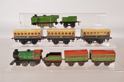 Lot 632 - French Hornby O Gauge M-series clockwork and electric Trains (9)