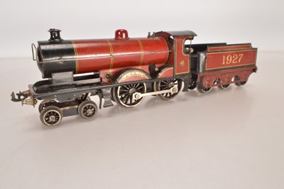 Lot 642 - Bassett Lowke 0 Gauge Duke of York 4-4-0 Red Clockwork Locomotive & Tender