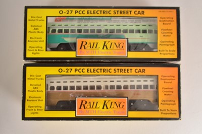Lot 672 - MTH Rail King 0 Gauge 0-27 PCC Electric Street Car Trolleys (2)