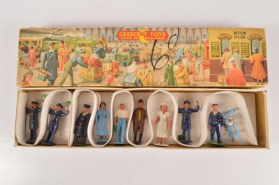 Lot 681 - Crescent boxed 0 Gauge Station Staff and Passengers set