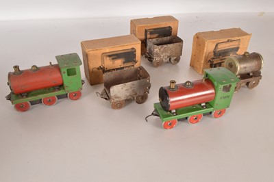 Lot 758 - Large-size 'King William Railway' constructional pull-along Trains, (5)