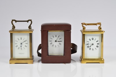 Lot 16 - Three brass carriage timepieces