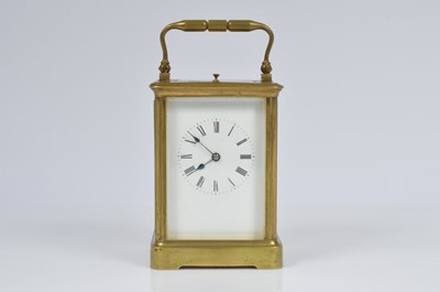 Lot 22 - An early 20th century and later brass repeater carriage timepiece