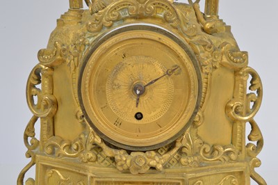 Lot 24 - A damaged French gilt mantle clock