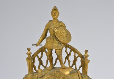 Lot 24 - A damaged French gilt mantle clock