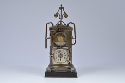 Lot 53 - A late 19th century French vertical steam boiler mantle clock