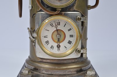 Lot 53 - A late 19th century French vertical steam boiler mantle clock