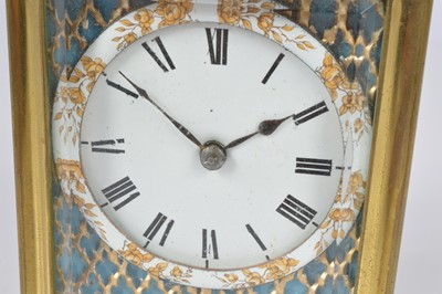 Lot 63 - A pretty early 20th century French brass and enamel plaque carriage timepiece
