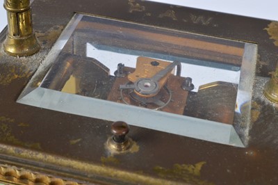 Lot 66 - An early 20th century brass repeater carriage timepiece