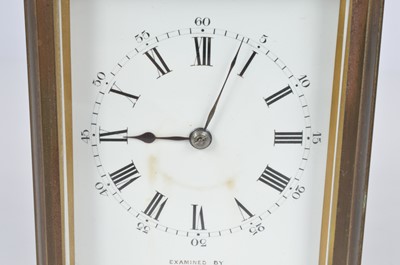 Lot 67 - An early 20th century brass carriage timepiece