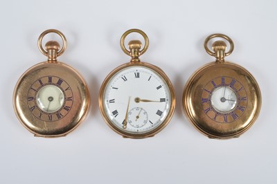 Lot 69 - Three early 20th century gold plated pocket watches