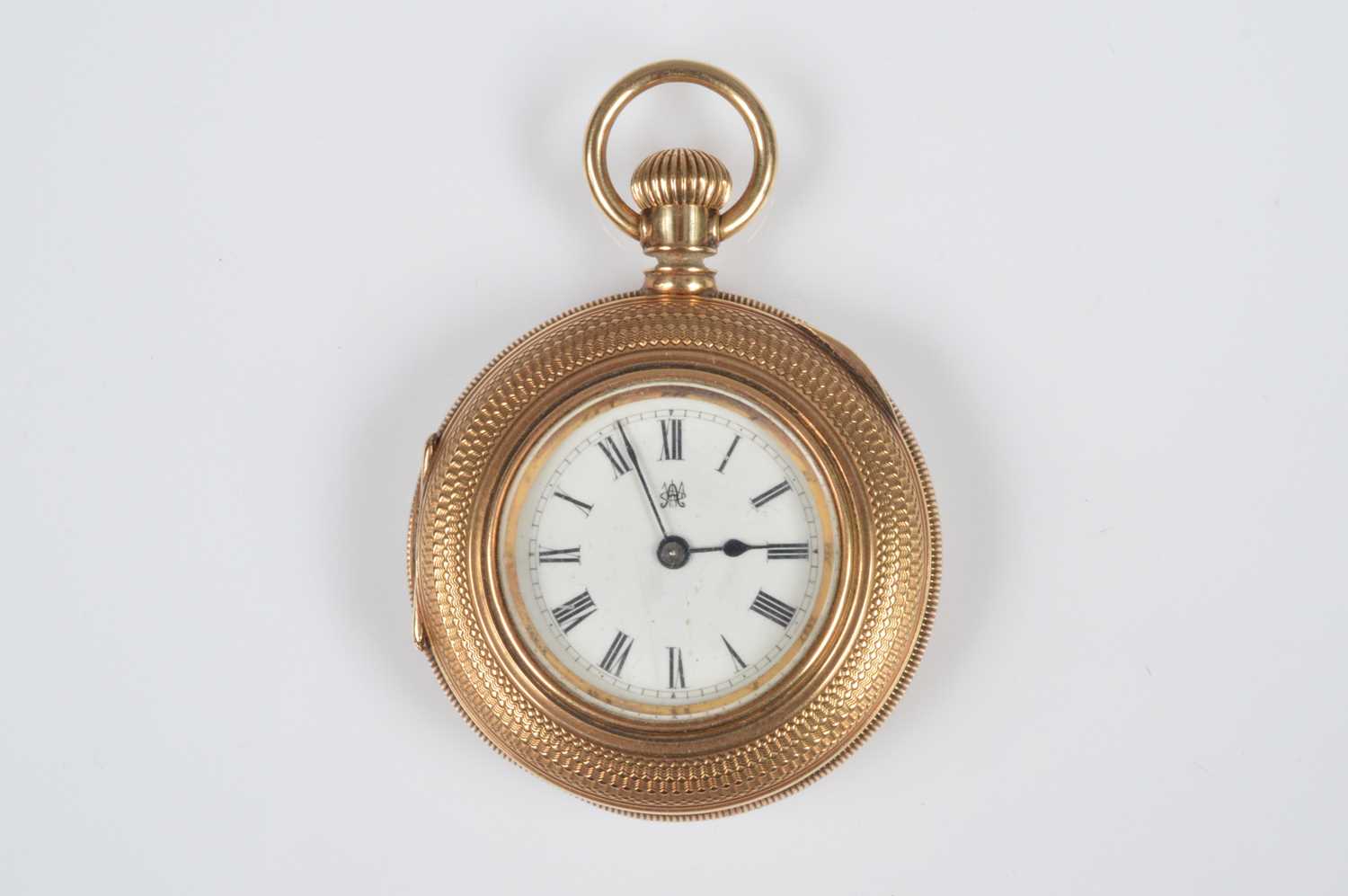 Lot 72 - An early 20th century A.M. Waltham Royal 14ct gold half hunter style pocket watch