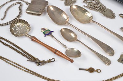 Lot 75 - A collection of silver and other watch chains and silver and other items