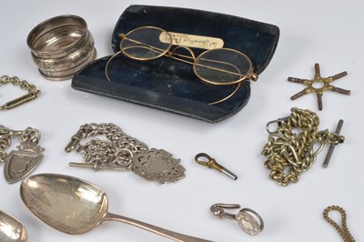 Lot 75 - A collection of silver and other watch chains and silver and other items