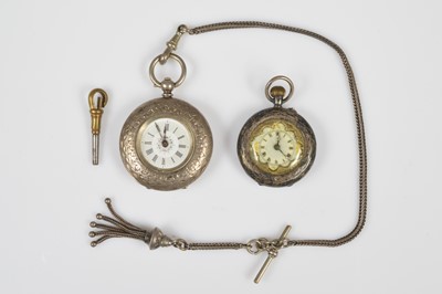 Lot 87 - Two late 19th century silver ladies pocket watches
