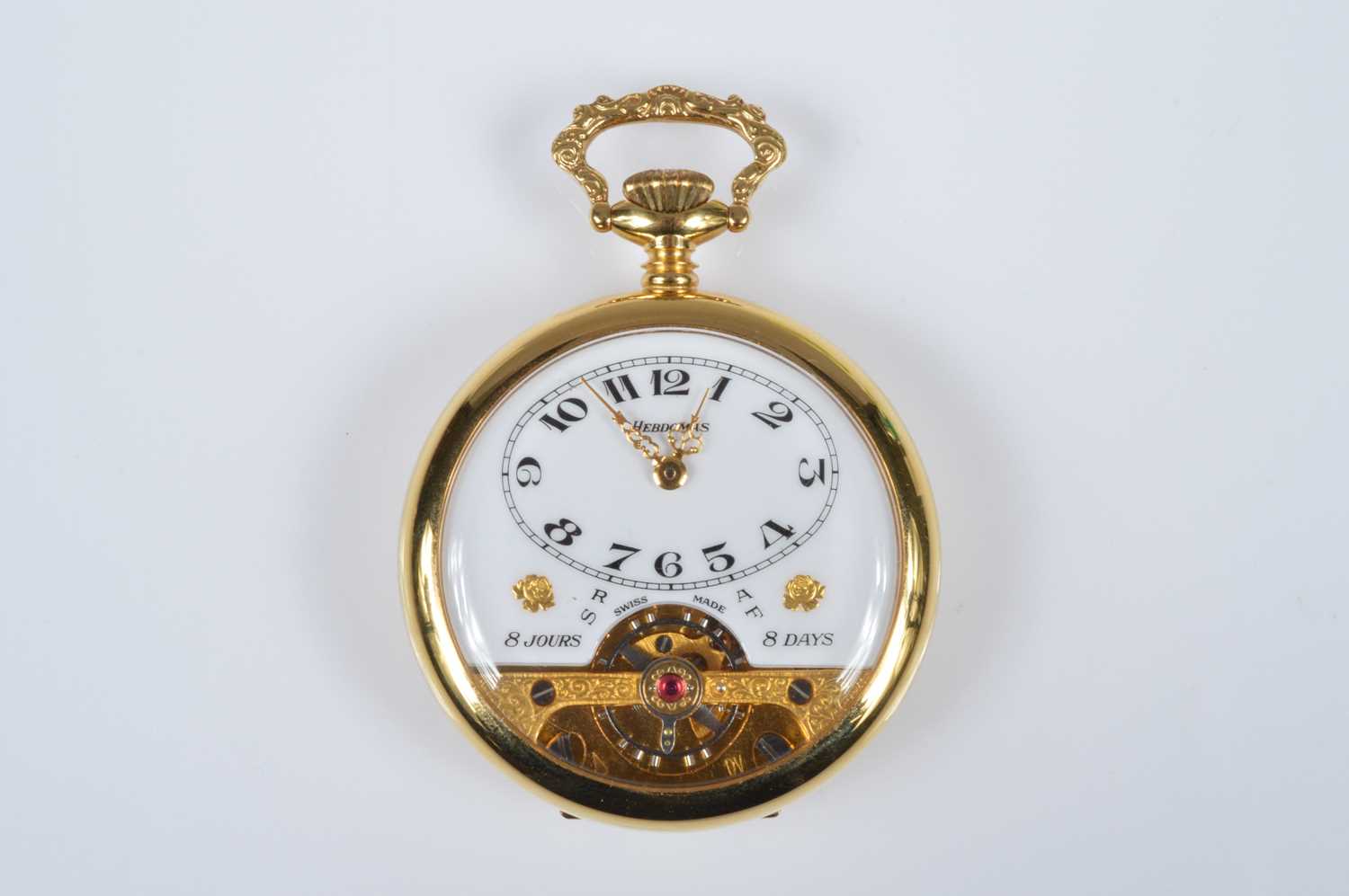 Lot 89 - A modern Hebdomas gold plated open face pocket watch