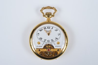 Lot 89 - A modern Hebdomas gold plated open face pocket watch