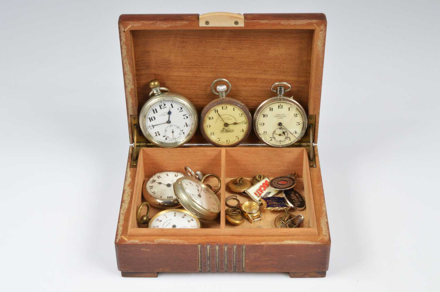 Lot 93 - A group of six pocket watches and other items