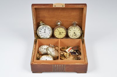 Lot 93 - A group of six pocket watches and other items