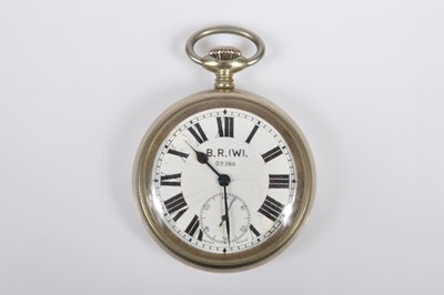 Lot 94 - A late 19th century Limit British Railway nickel manual top wind open face pocket watch and a Waltham wristwatch