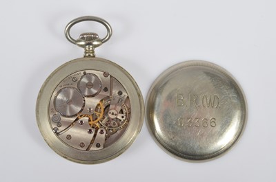 Lot 94 - A late 19th century Limit British Railway nickel manual top wind open face pocket watch and a Waltham wristwatch