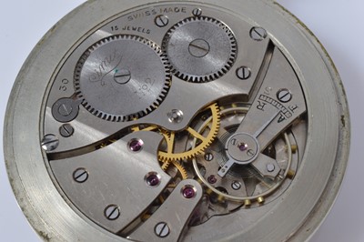 Lot 94 - A late 19th century Limit British Railway nickel manual top wind open face pocket watch and a Waltham wristwatch