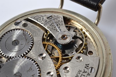 Lot 94 - A late 19th century Limit British Railway nickel manual top wind open face pocket watch and a Waltham wristwatch