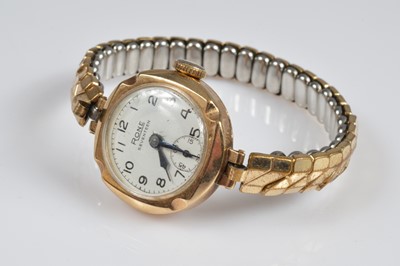 Lot 109 - A c1960s Rone manual wind 9ct gold cased wristwatch