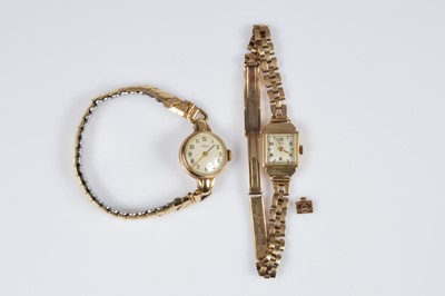 Lot 121 - A c1960s 9ct gold lady's wristwatch and another 9ct gold wristwatch head