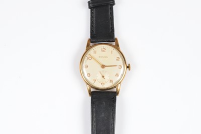 Lot 122 - A c1960s Ensign manual wind 9ct gold cased wristwatch