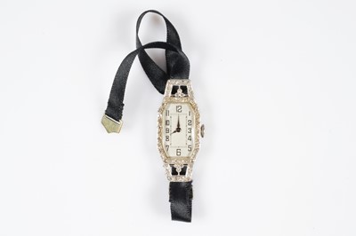 Lot 127 - An Art Deco period platinum and diamond lady's cocktail dress wristwatch