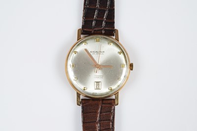 Lot 155 - A 1960s Excalibur Automatic 9ct gold cased wristwatch head