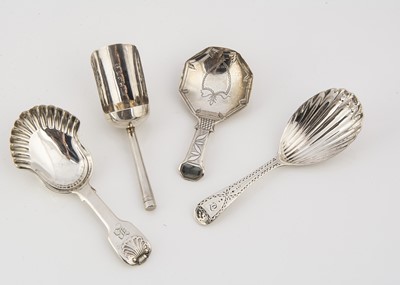 Lot 230 - Four Georgian period silver tea caddy spoons