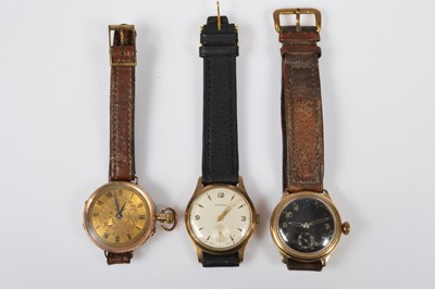 Lot 173 - Three 9ct gold cased watches